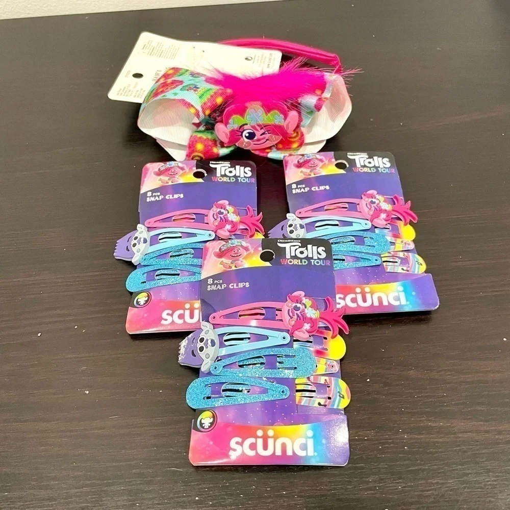 scunci Trolls 24 Snap Clips, 1pc Head Band